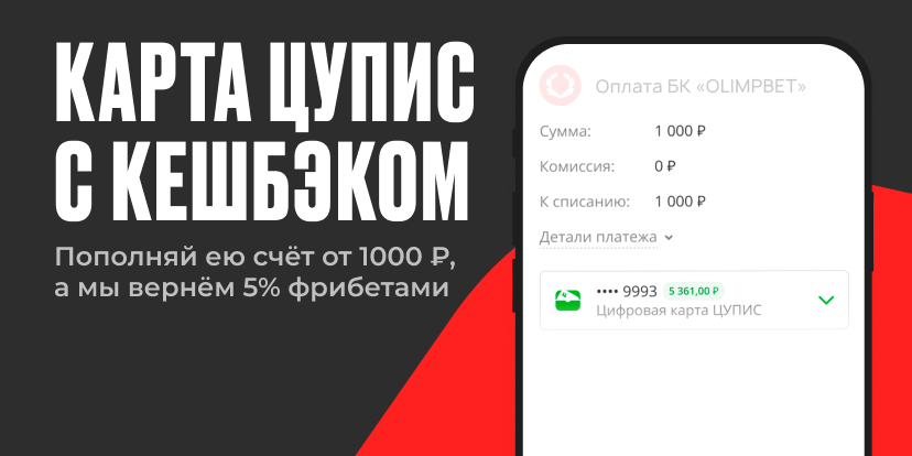 Карта ЦУПИС с кешбэком